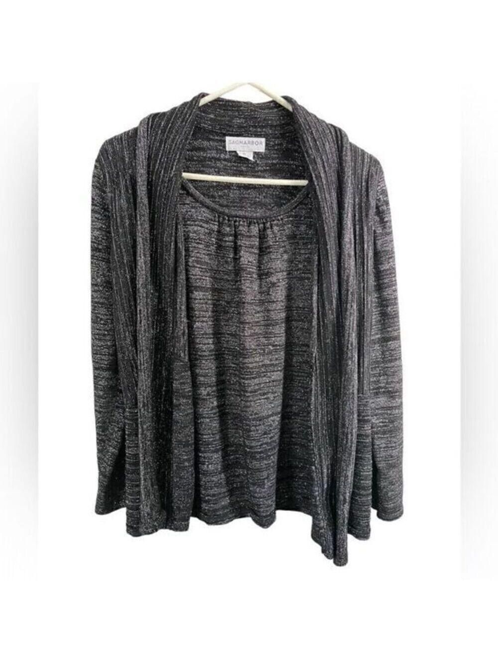 Sag Harbor Glitter Blazer Tops for Women Large